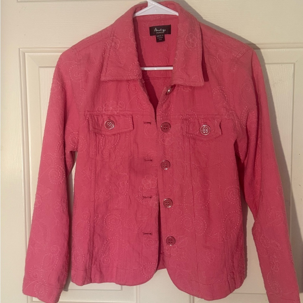 Andree Women's Pink Embroidered Jean Jacket